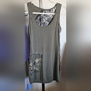 Affliction Black Premium Lace Tank Top